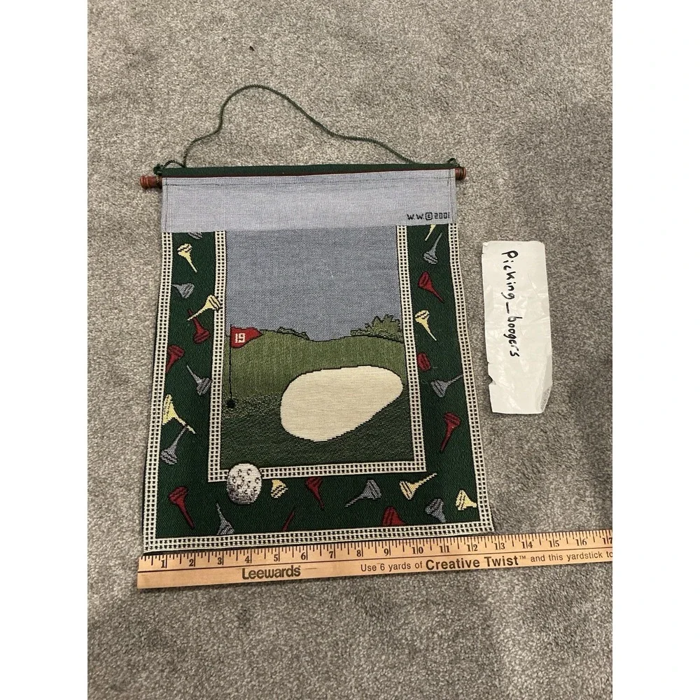 2 Vintage Windham‎ Weavers 19TH Hole embroidered golf house yard flag